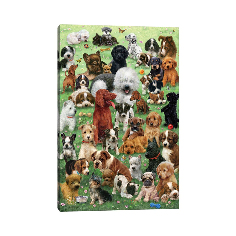 «Field O Puppies» par Giordano Studios, impression sur toile tendue, H 40 po x l 26 po x P 1,5 po