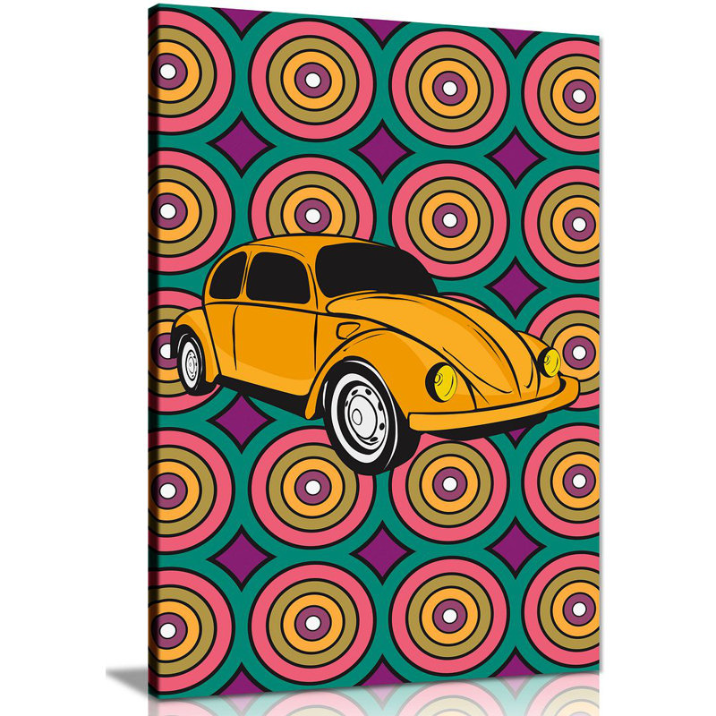VW Beetle - Wrapped Canvas Print, 31cm H x 20cm W
