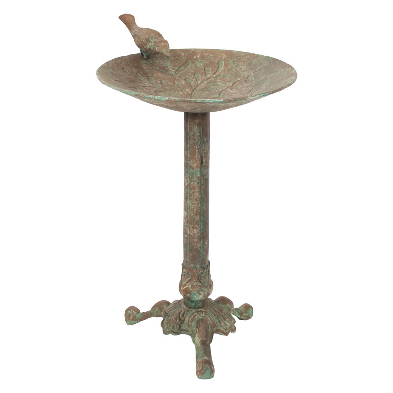 Bain d'oiseaux autoportant en fonte d'aluminium Ivy and Sage - Patine rustique