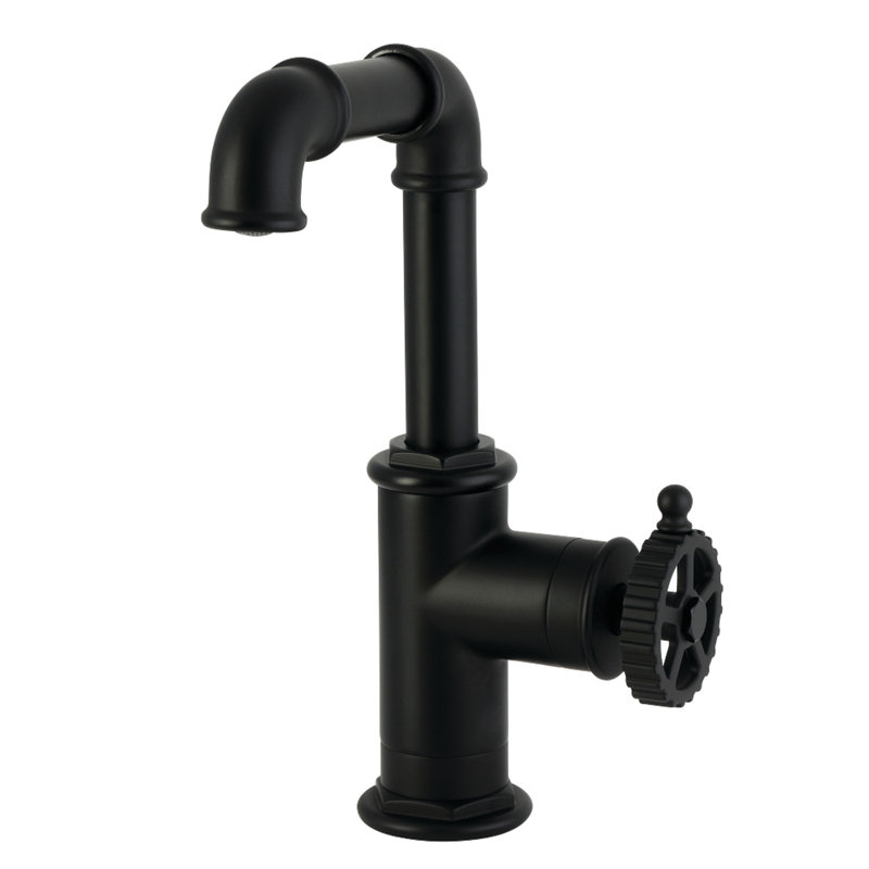 Kingston Brass Fuller One-Handle 1-Hole Bathroom Faucet with Push Pop-Up Drain, Matte Black