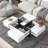 Coffee Table With 4 Hidden Storage Compartments, Square Cocktail Table With Extendable Sliding Tabletop, UV High-Gloss Design Center Table-141965536