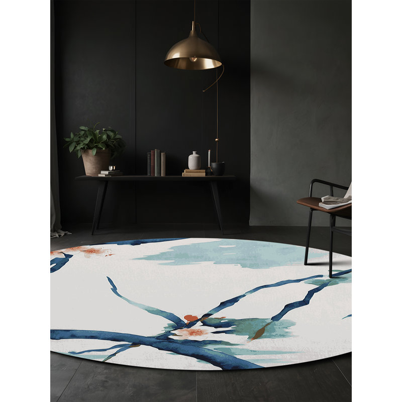 Machine Washable Green Area Rug, Round 5'