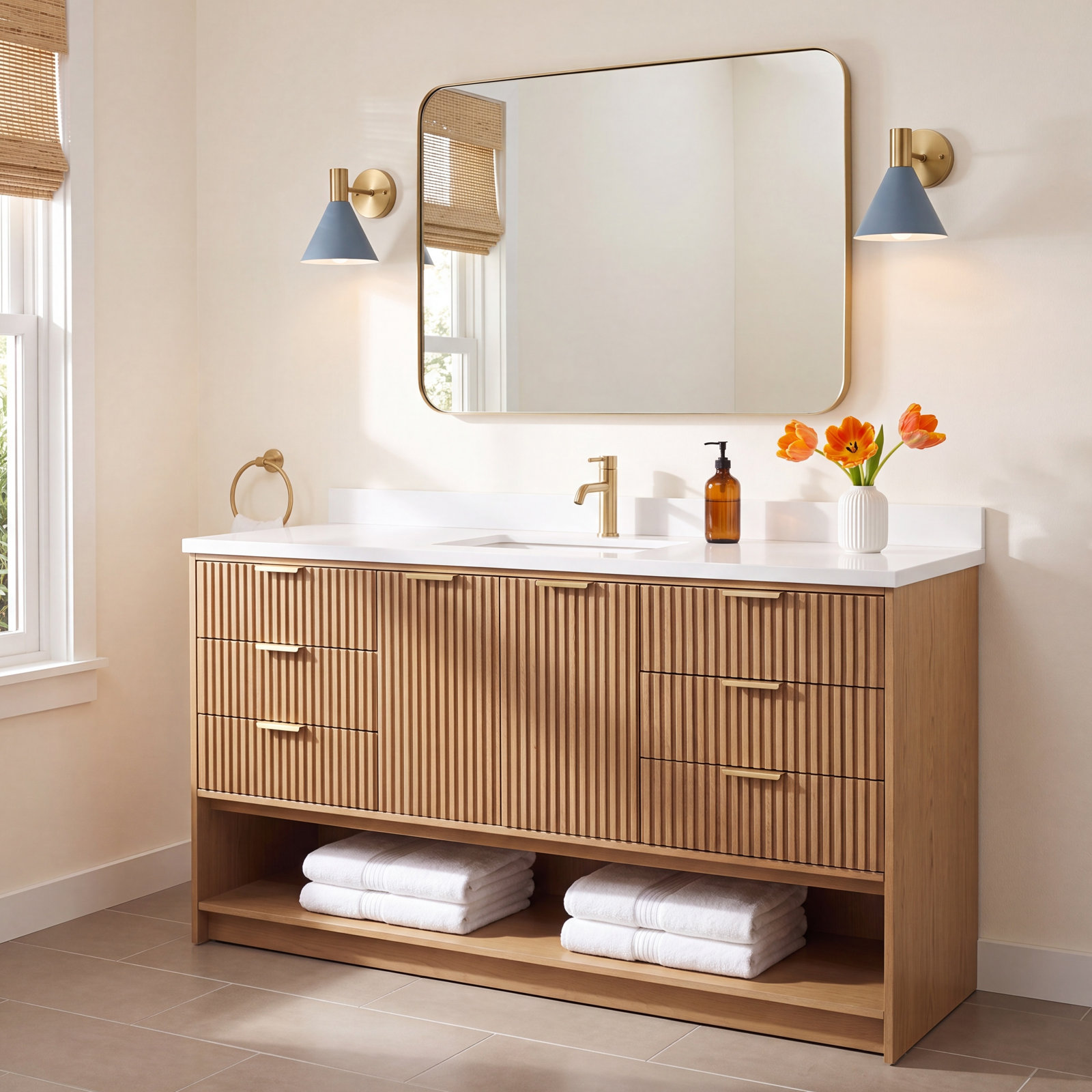 Anelie 60" Oak Single Bathroom Vanity