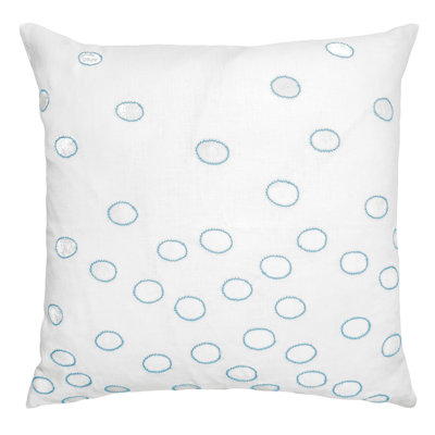 Ovals Linen and Velvet Polka Dot Square Pillow Cover & Insert