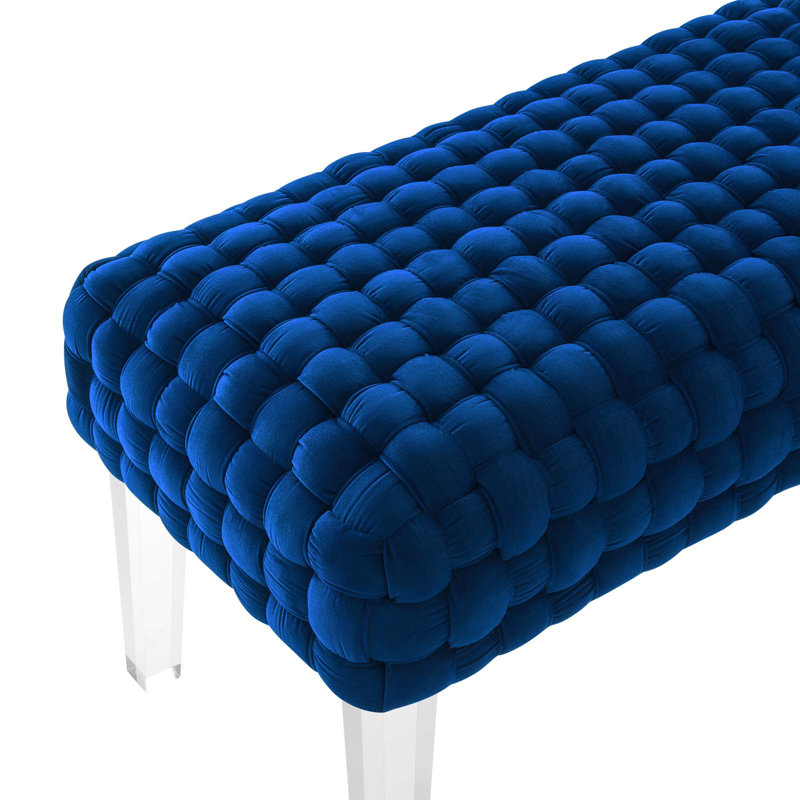 Modway Prologue Woven Performance Velvet Ottoman, Navy 