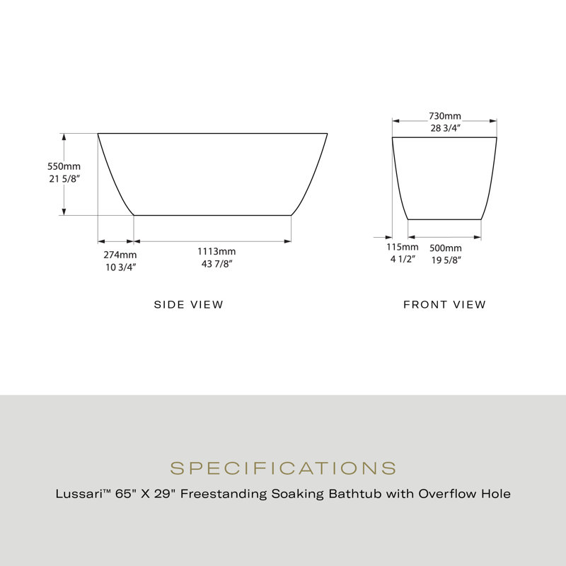 Lussari 65" x 29" Freestanding Soaking Bathtub