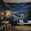 Papier peint paysage sombre nuit étoilée voûte en pierre amovible-92971252-92971145