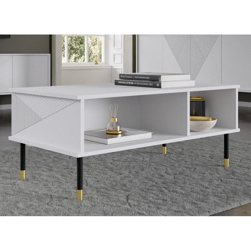 Woody Coffee Table With Storage Space, White