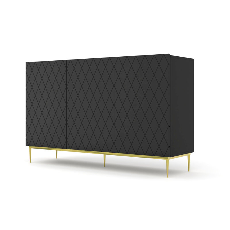 Alceu 144.5cm Sideboard, Black Matt/Gold Legs