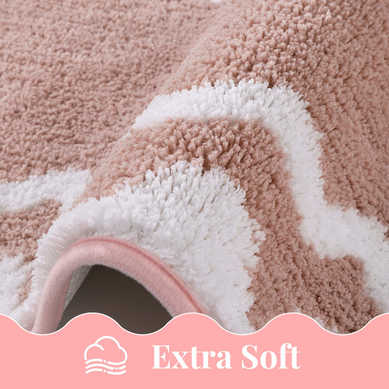  Tapis de bain absorbants et antidérapants lavables (ensemble de 4), Rose géométrique