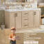 Meuble-lavabo double lavabo de 150 cm avec lavabo en SMC, 4 portes, 3 tiroirs, étagères réglables et portes à fermeture amortie