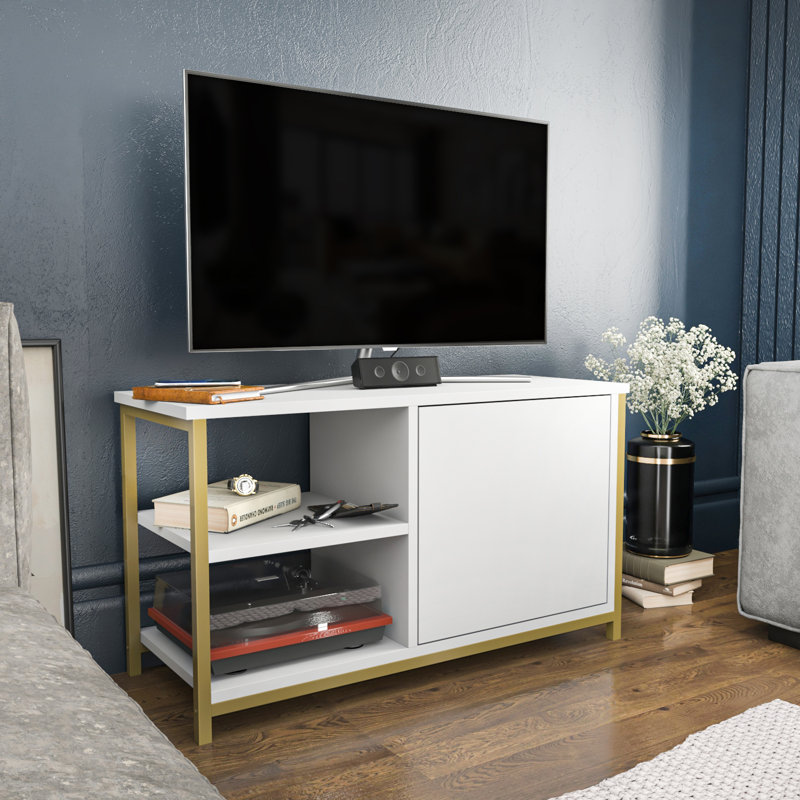 Fredderick TV Stand for TVs up to 42", Gold/White
