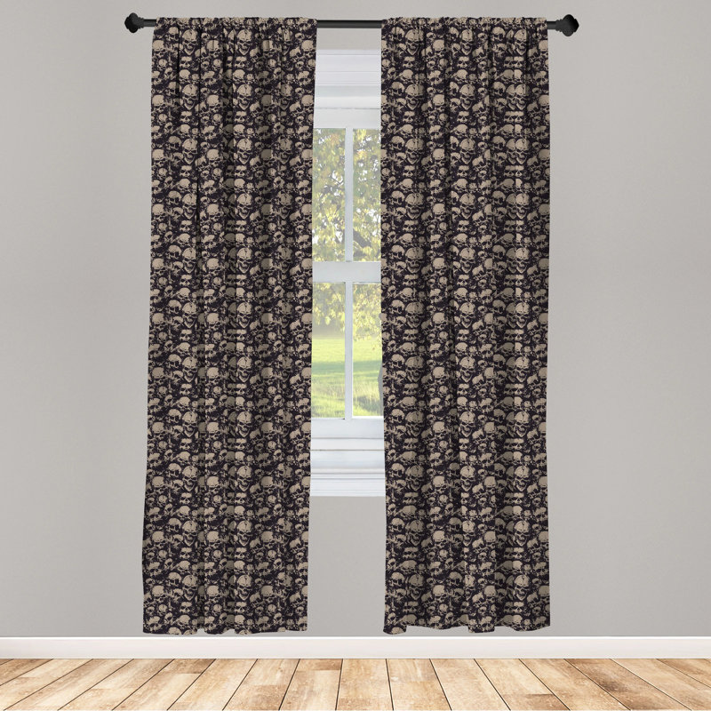 Skull Semi-Sheer Rod Pocket Sliding Panel, 28" x 63"