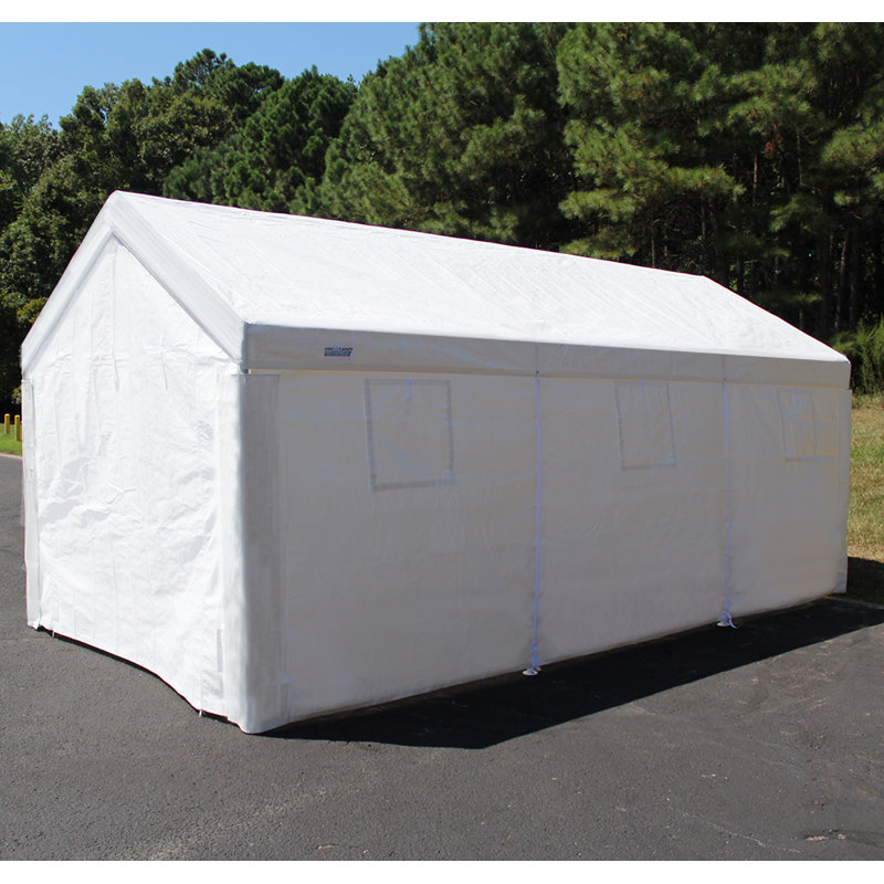 King Canopy 10ft x 20ft White Steel Frame Enclosed Carport