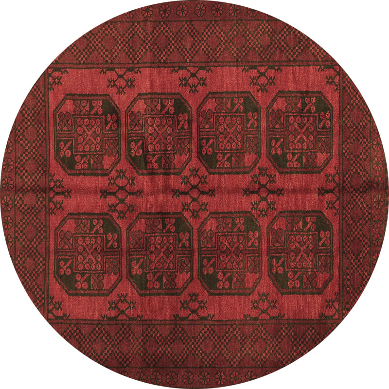 Washable Geometric Indoor Rug, Round 5'
