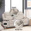 Causeuse en chenille gris clair Galya avec console