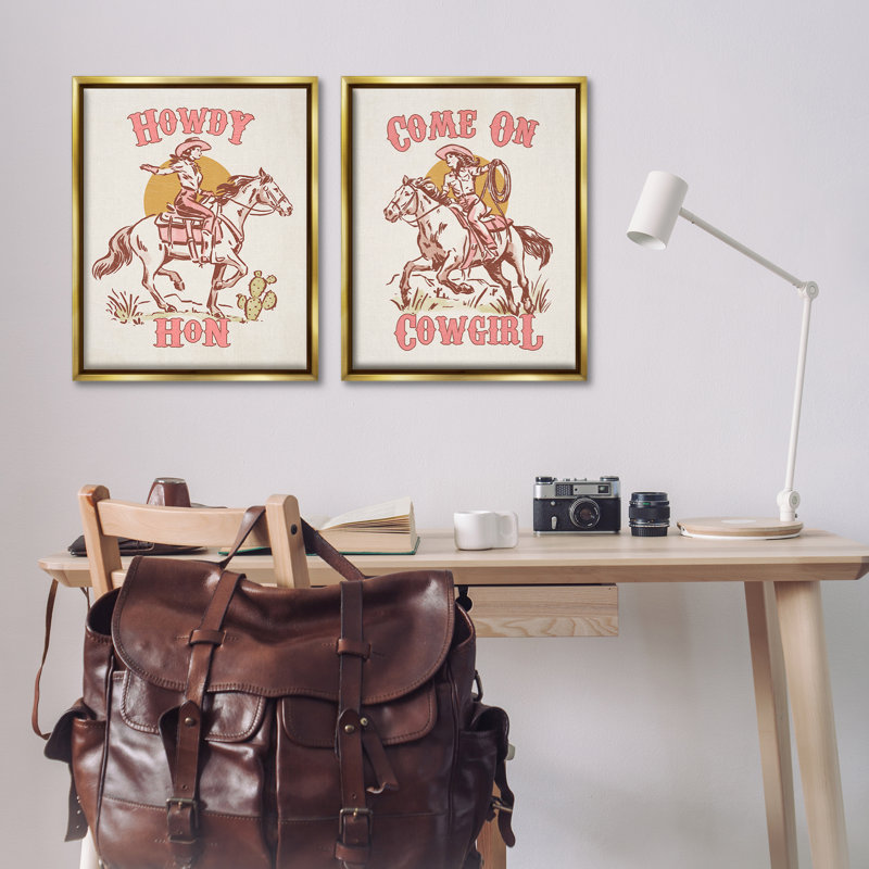  "Pastel Cowgirl", ensemble de 2 toiles flottantes encadrées par Victoria Barnes, H 31 po x l 25 po