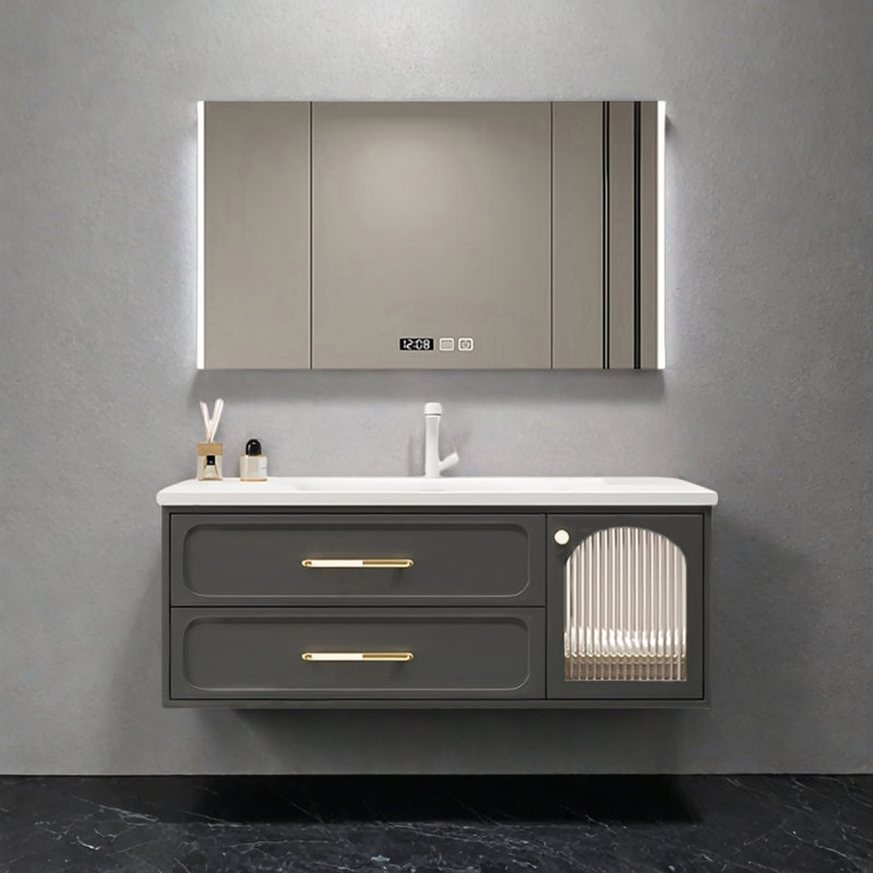 French cream style rest room bathroom cabinet, 47"