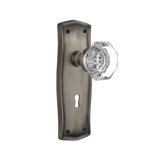 Clear Crystal Waldorf Interior Mortise Door Knob with Prairie Long Plate