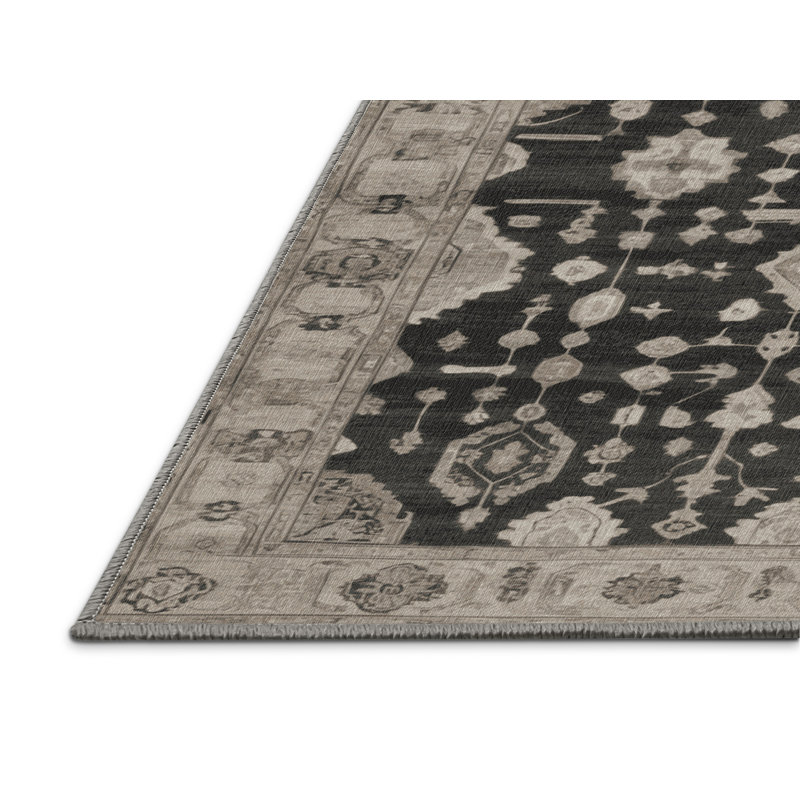 Machine Washable Overdyed Gray Area Rug, Square 7'