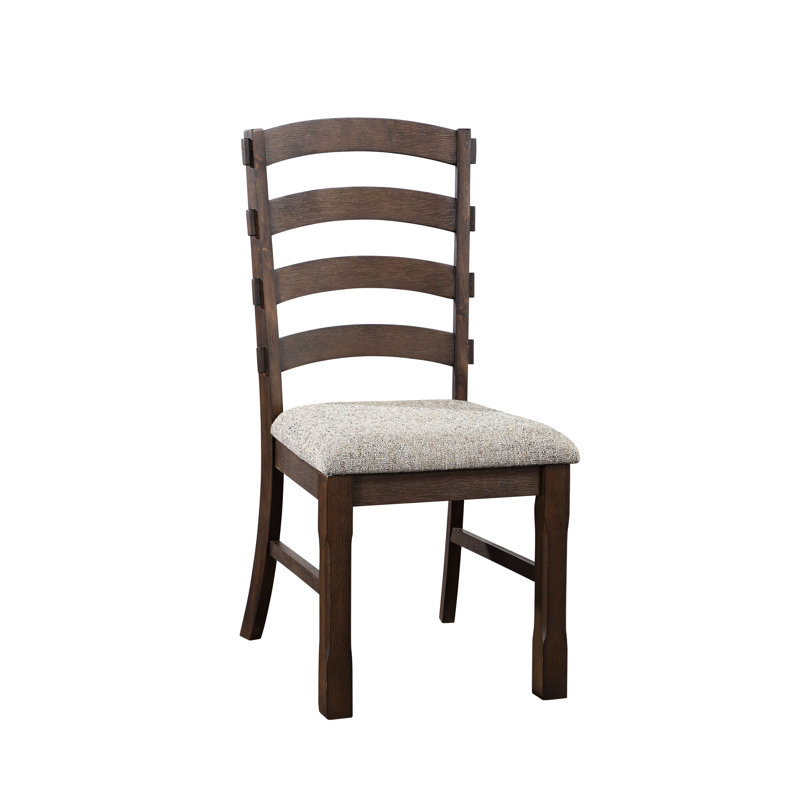 Chaise grise en tissu gris et table de salle à manger rectangulaire rustique avec finition brun et chêne