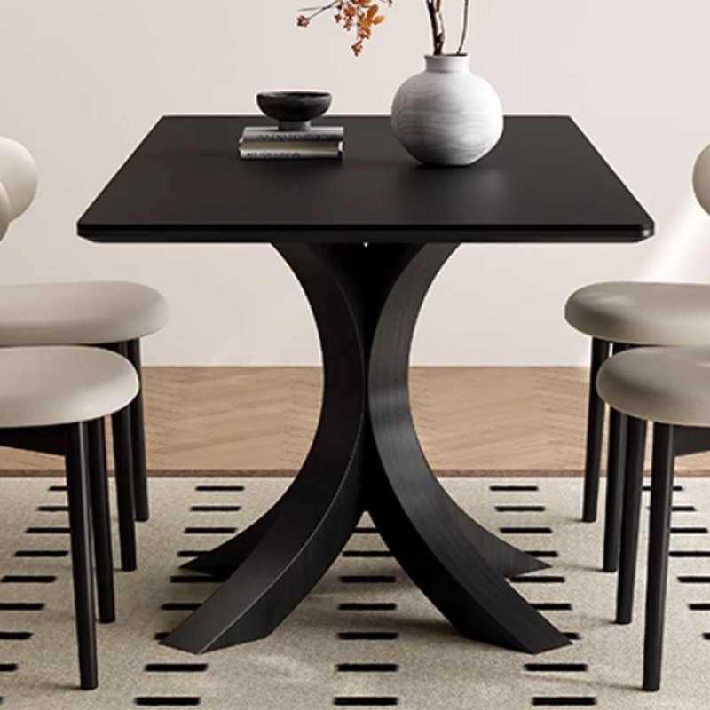 Durable Pure Black Rock Slab Dining Table, 29.52"H x 55.11"L x 31.49"W