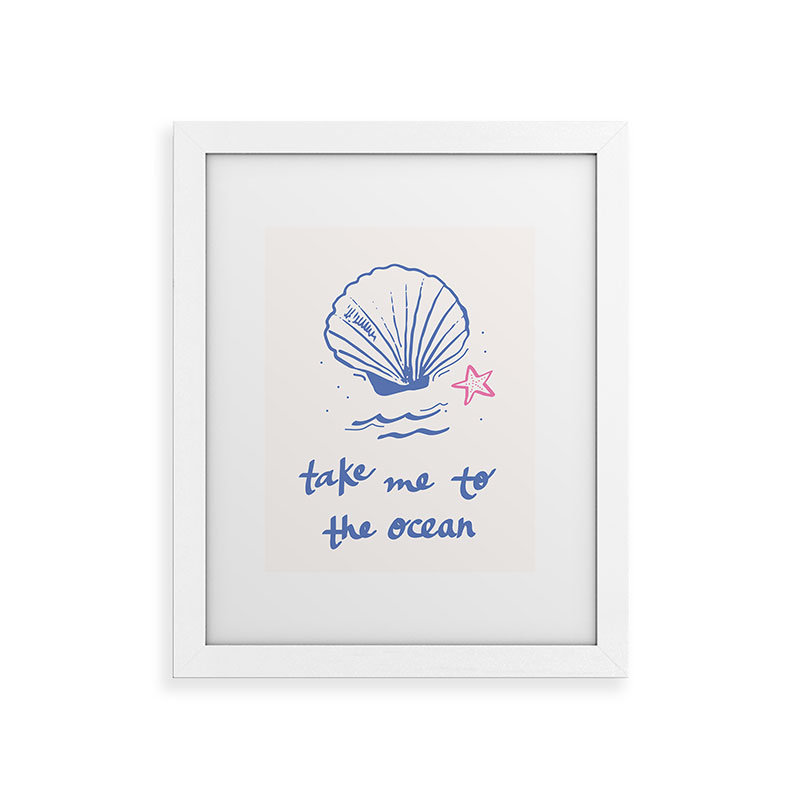 «April Lane Art Take Me to the Ocean», reproduction d'art encadrée, Blanc, H 10 po x l 8 po