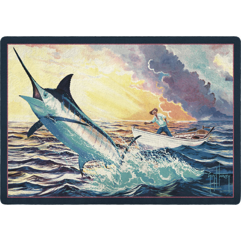  Tapis vieil homme et la mer, Rectangle 3 pi 10 po x 5 pi 4 po