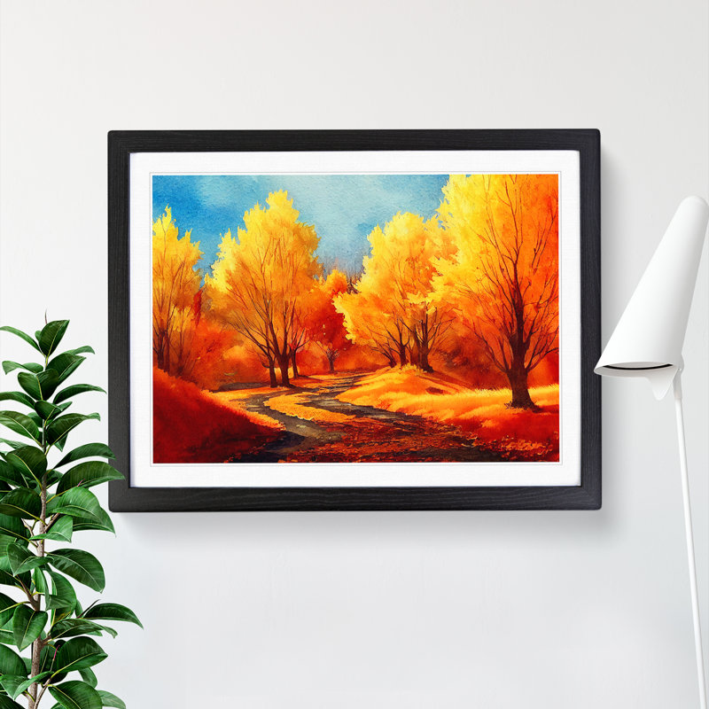 Forest In Autumn Vol.4 - Single Picture Frame Painting, 46cm H x 64cm W x 2cm D, Black