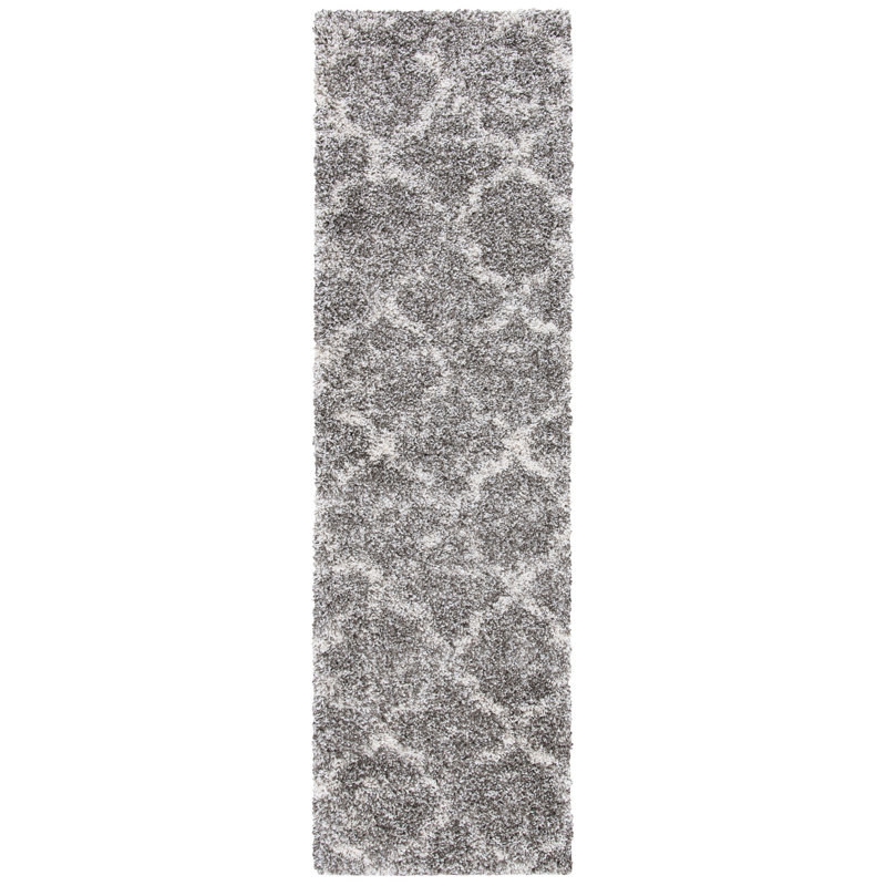 Tapis gris / ivoire Liseron, Tapis de couloir 2 pi 3 po x 8 pi