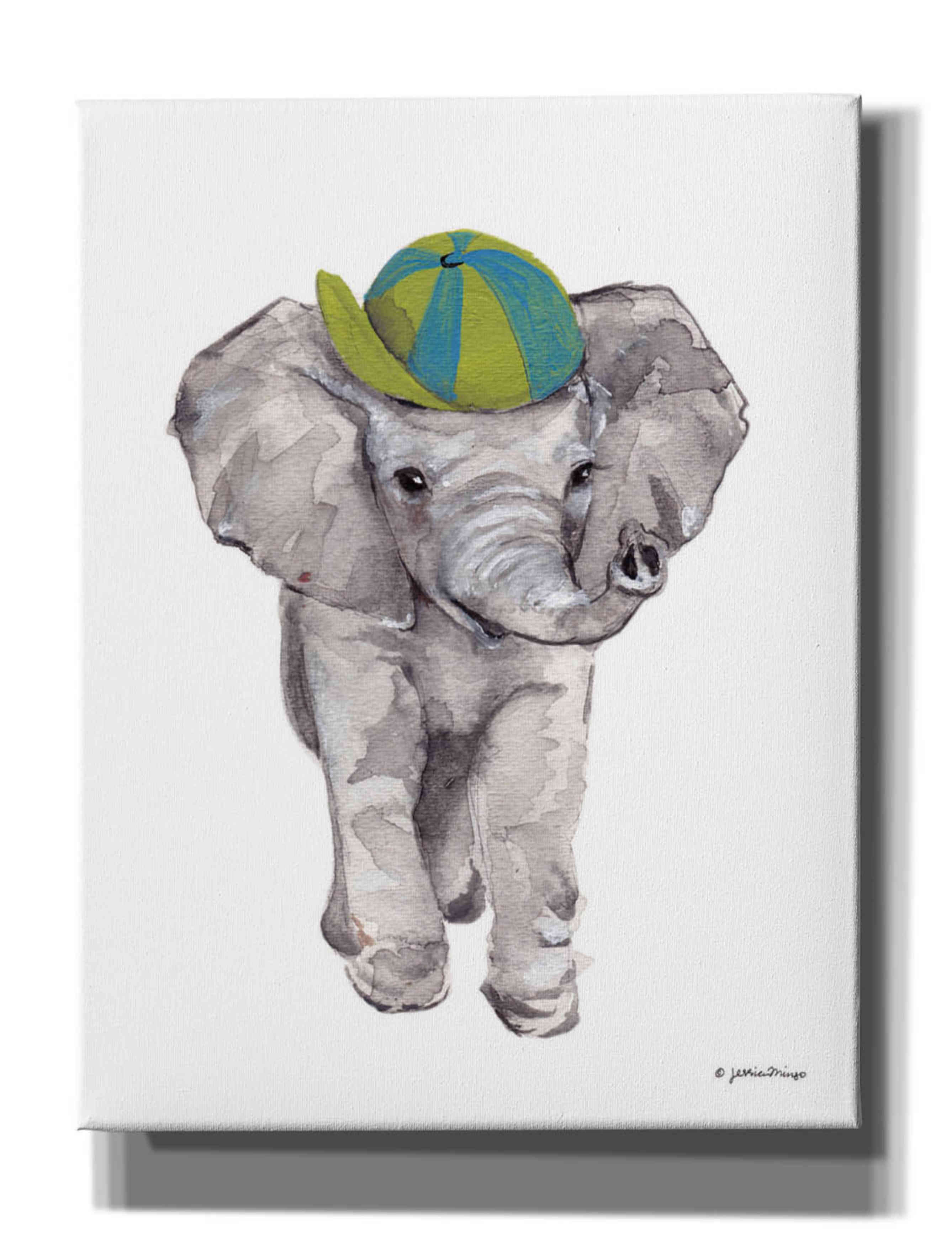 Zoomie Kids Baby Elephant On Canvas by Jessica Mingo Painting Wayfair