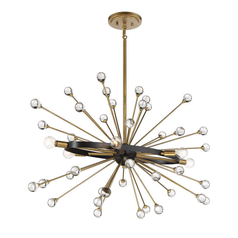  Lustre ovale 6 lumières Ariel en noir avec accents dorés Ariel