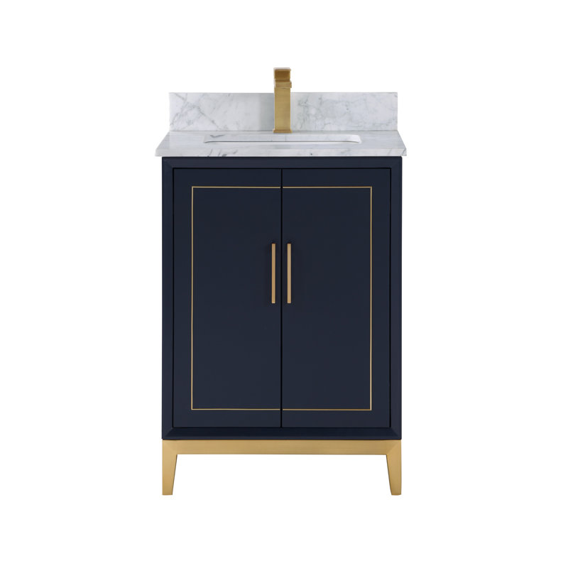 Gracie 24'' W Single Vanity, Carrara Marble/Single Faucet Mount, Pacific Blue