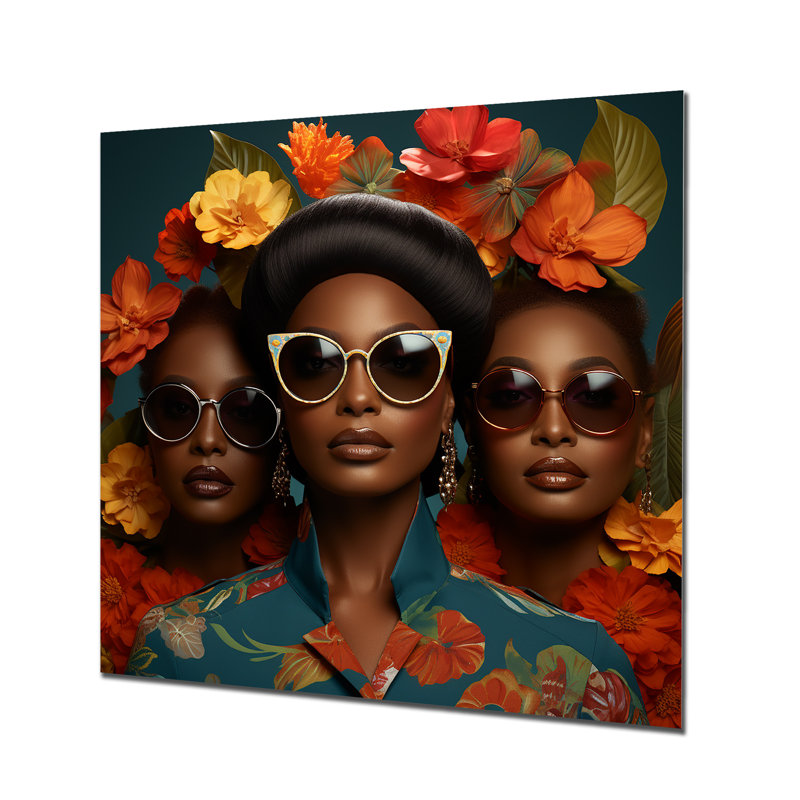 Femme afro-américaine, couture tropicale I - art mural en métal pour chambre de bébé, H 16 po x l 16 po