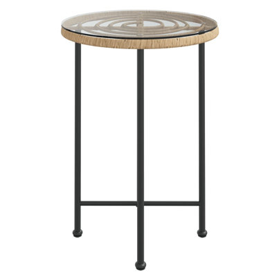 Cynda Round Glass Outdoor Dining Table - 50 cm W
