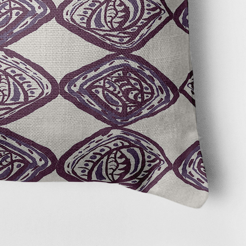 Housse de coussin rectangulaire d’extérieur/insert, Violet, Géométrique 1