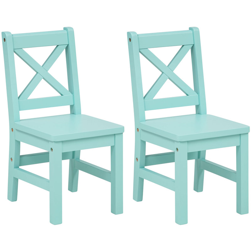 Merrill Kids 11.25" Solid Hardwood Desk Or Activity Chair and Ottoman, Mint Blue, Mint Blue