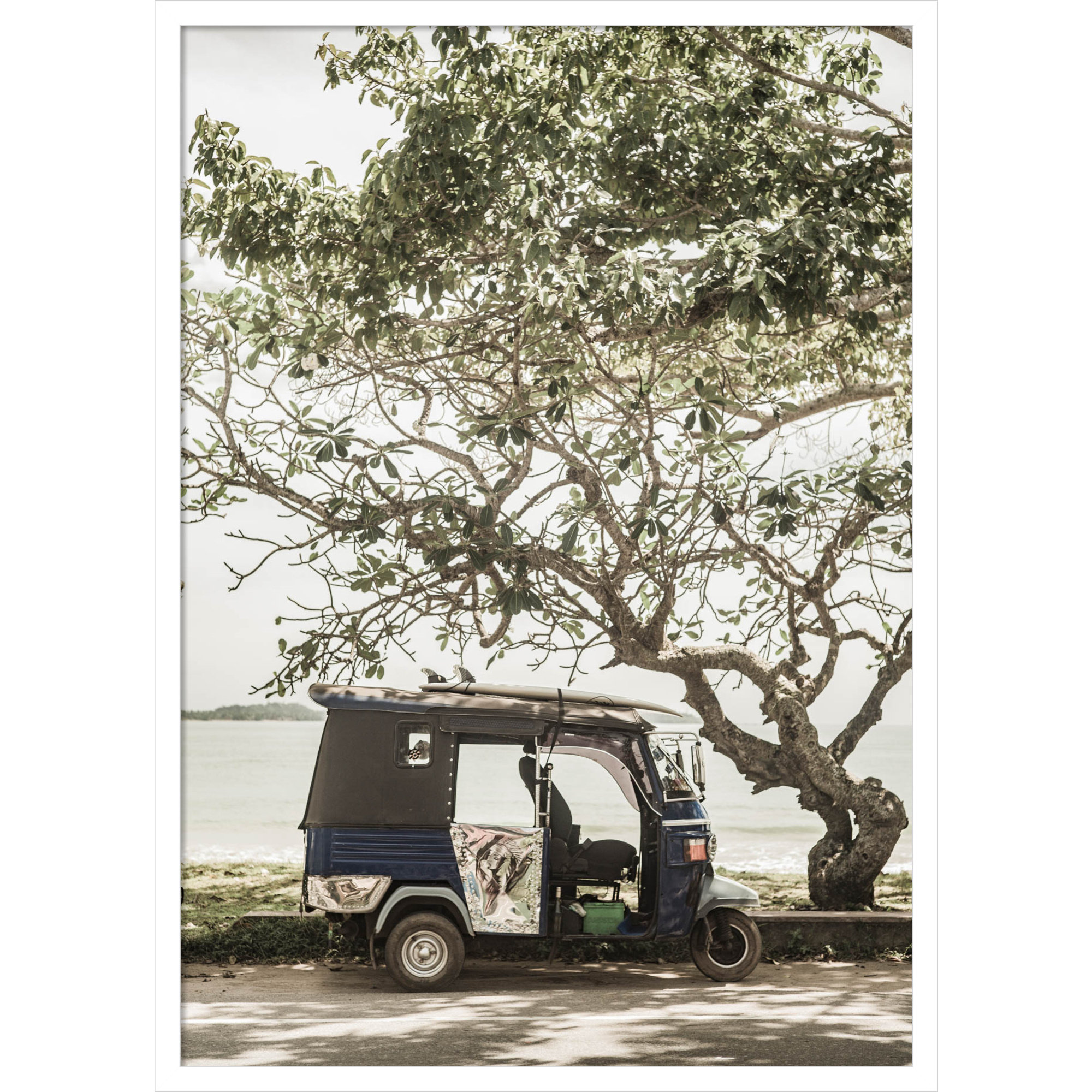 Tuk Tuk by Shot by Clint Wood Framed Wall Art Print, 33" H x 24" W, White