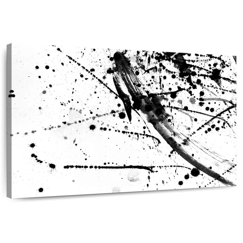 Avery abstrait noir et blanc, H 32 po x l 48 po