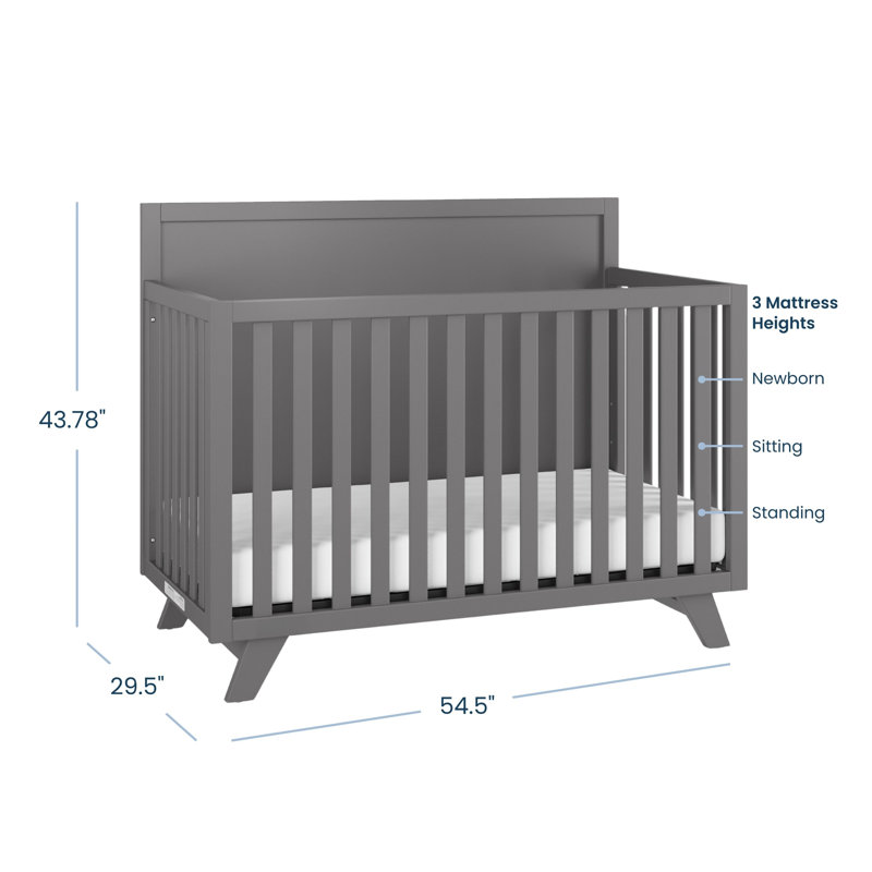 Soho Flat Top 4-in-1 Convertible Crib, Cool Grey