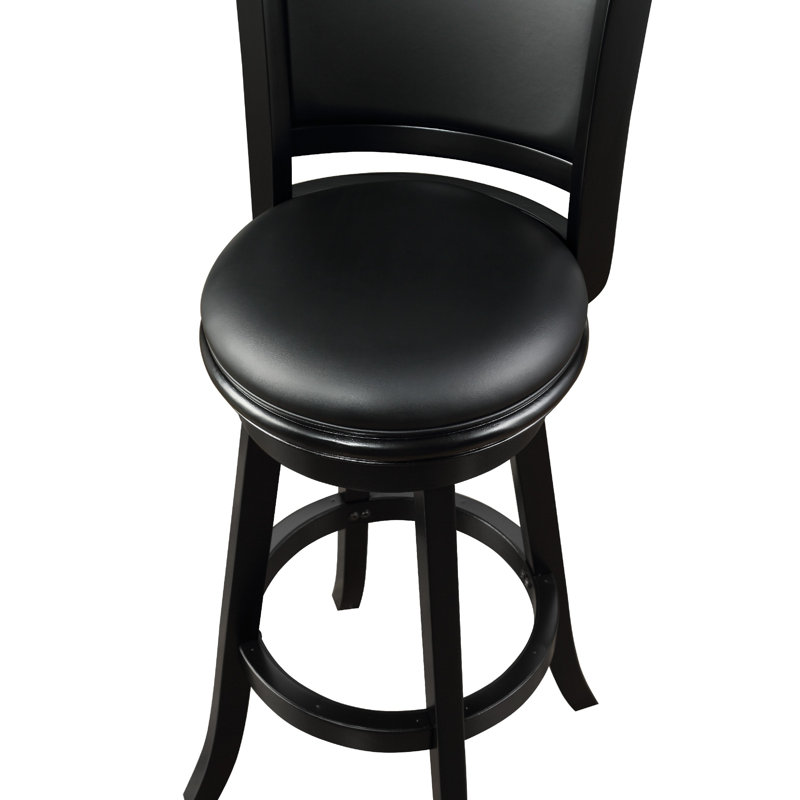 Tabouret pivotant, Tabouret de bar (siège d'une hauteur de 31 po), Noir, Similicuir noir végétalien