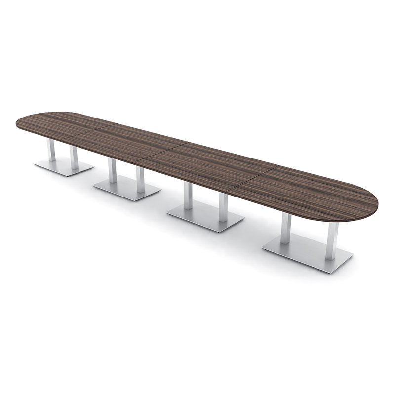 Table de conférence Racetrack, L 240 po x l 48 po, Eucalyptus naturel, Noir mat