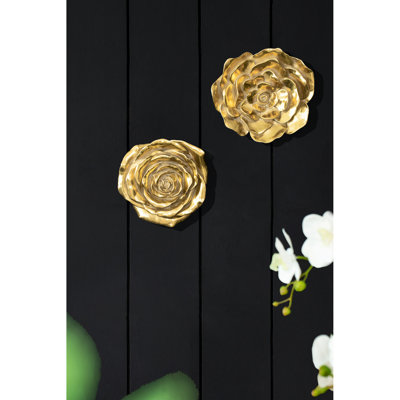 Of 2 Alluring Gold Rose Hanging - Intricate Design, Beautify Room 2Pcs Delicate Roses Detail, Ideal For Home Decoration