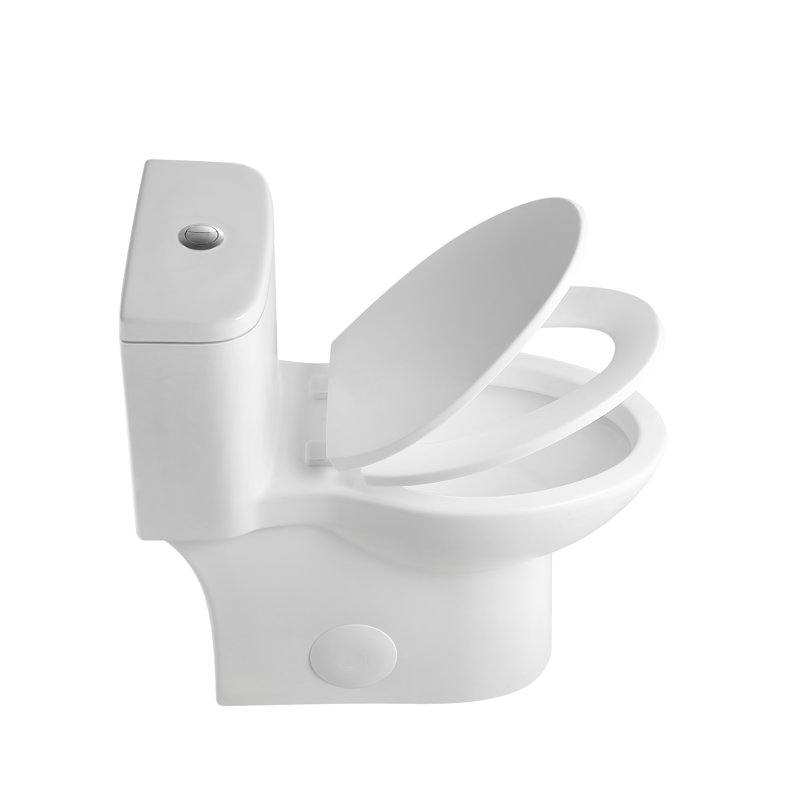 One-Piece Dual Flush Modern Toilet, 1.1/1.6 GPF, Tornado Flush, ADA Comfort Height 17", Siphonic S-Trap 12", Rimless Bowl, Soft Closing Seat, Gloss White