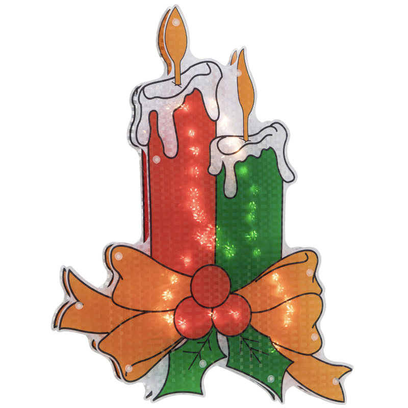 Décoration de fenêtre de Noël 17 "bougie holographique éclairée