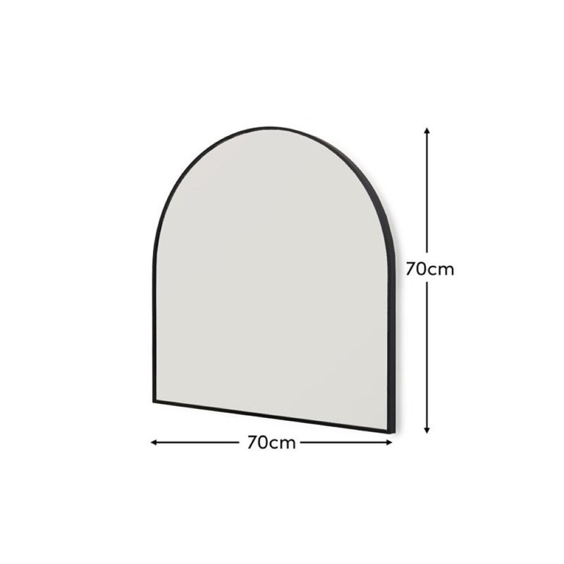 Symari 70x70cm Arch Mirror, Aluminum, Black