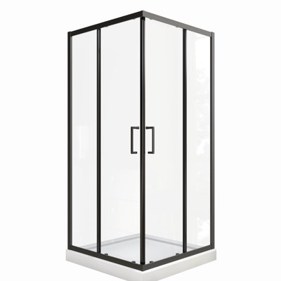 Sliding Shower Door With 1/4" Tempered Glass, Matte Black, 34.625 In. X 72 -angle Pivot Enclosure And Splendid Stainless Steel Handle