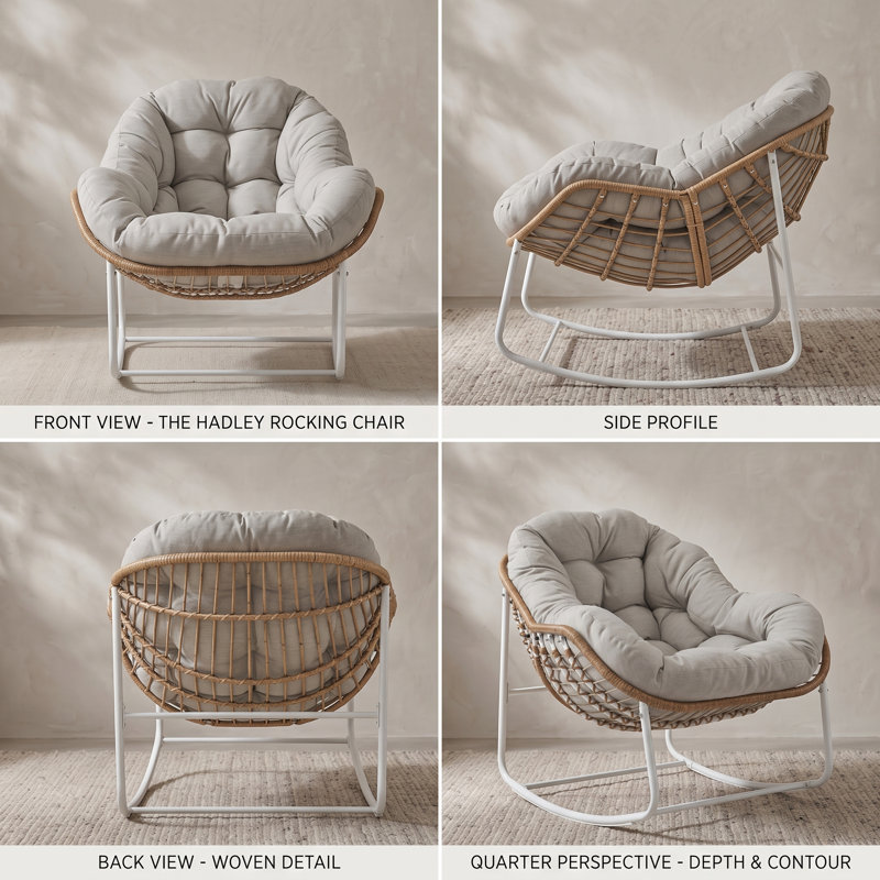 Chaise d'extérieur Cadynce, Gris chaleureux, Blanc/naturel