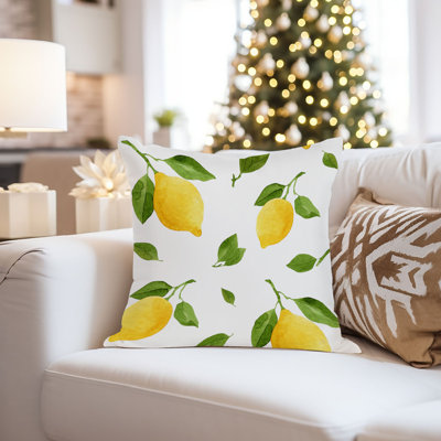 Food and Kitchen Lemon Pattern Lemons IV Modern Throw Pillow Cover