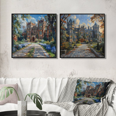 «England University Hall Building In Summer I», art mural industriel, 2 pièces